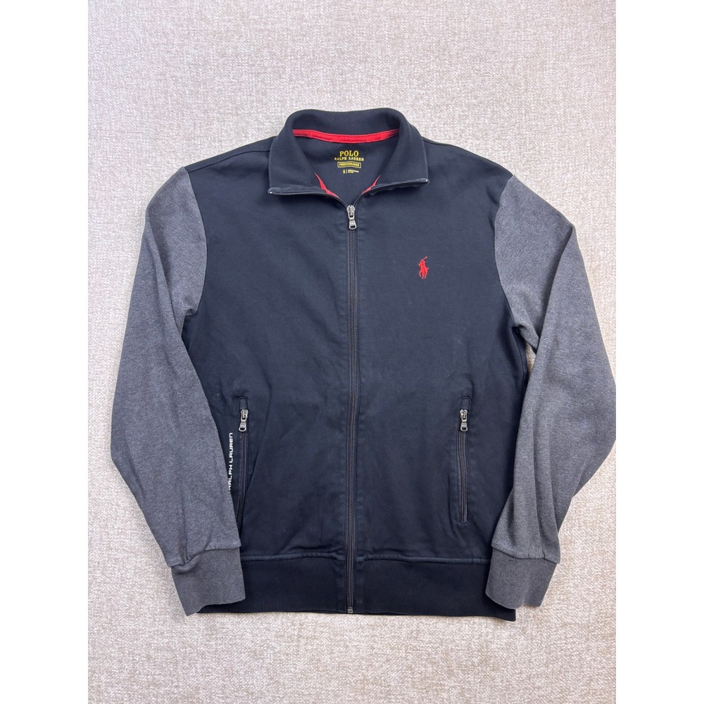Polo Ralph Lauren Performance Mens Small Track Jacket Navy Gray Full Zip